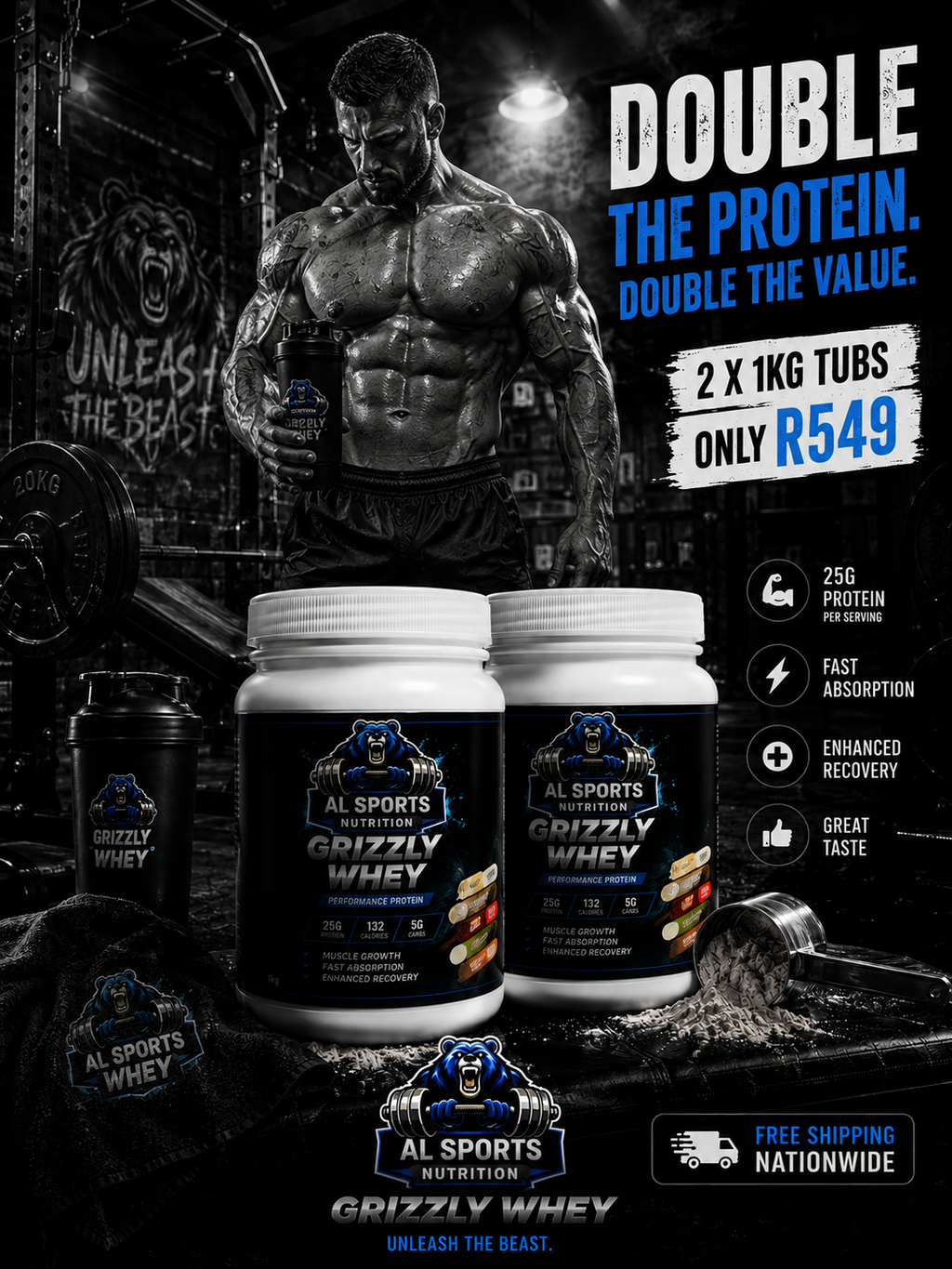 Grizzly Whey 2kg Combo Deal