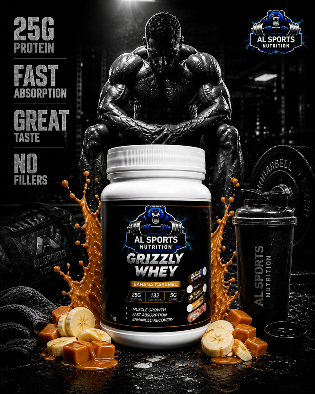 Grizzly Whey Banana Caramel 1kg
