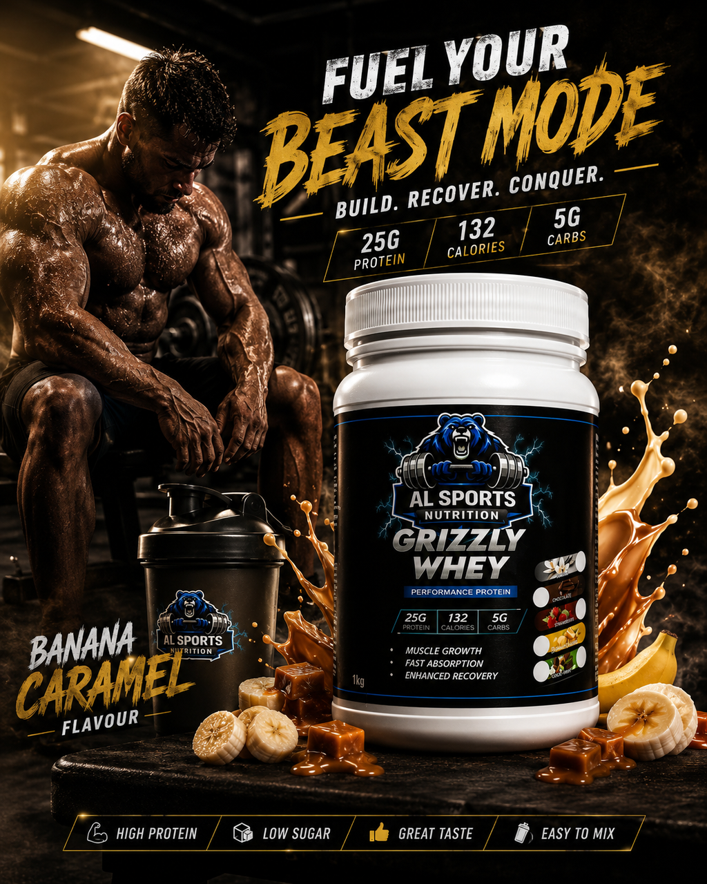 Grizzly Whey Banana Caramel 1kg