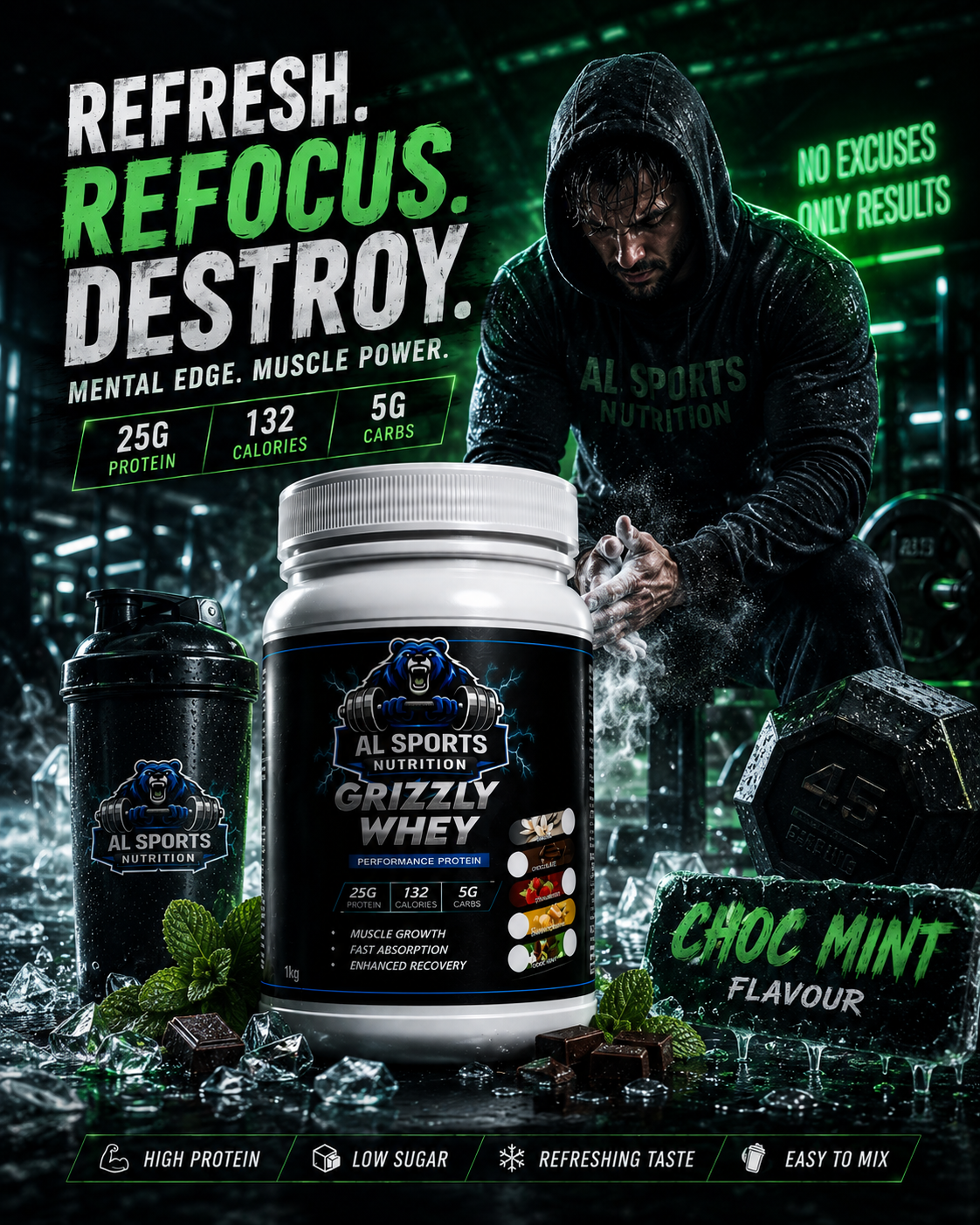 Grizzly Whey Choc- Mint 1kg