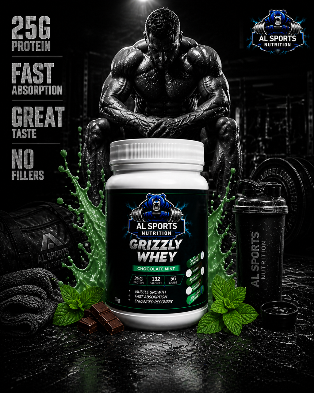 Grizzly Whey Choc- Mint 1kg