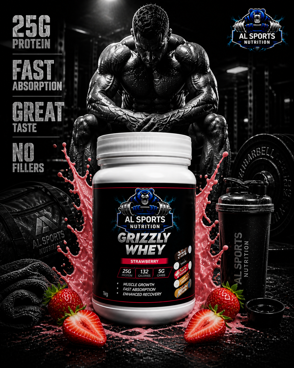 Grizzly Whey Strawberry 1 kg