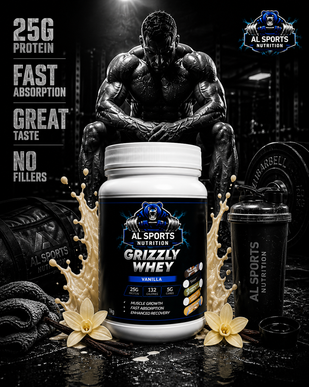 Grizzly Whey Vanilla 1 kg
