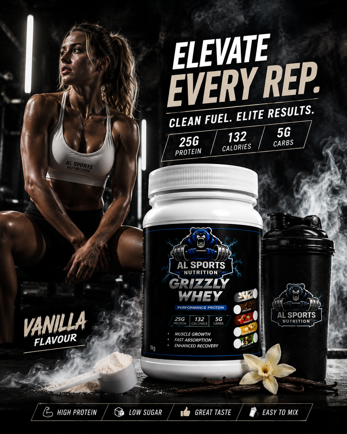 Grizzly Whey Vanilla 1 kg