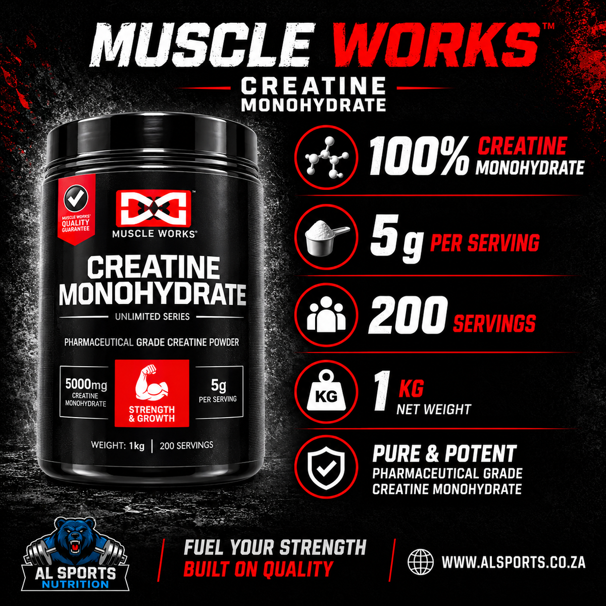 Muscle Works Creatine Monohydrate 1 kg